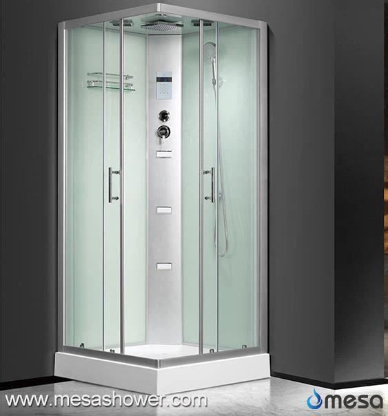 Ciwbiclau Gwydr Ystafell Ymolchi Gyda 2 Drysau Llithro