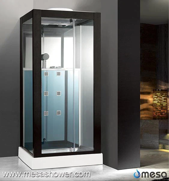 Ystafell Gawod Ffrâm Alwminiwm Peintio Du Gyda Drysau Pivot