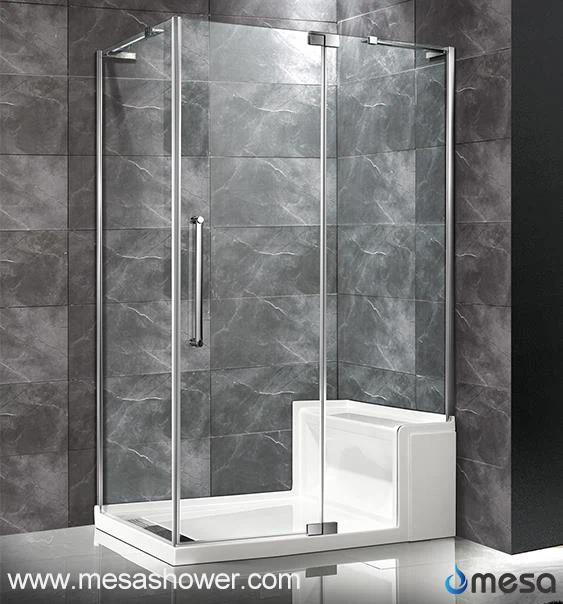 Gornel Colyn drws cawod gyda sedd acrylig ar gyfer hen bobl