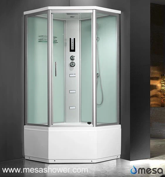 Cae cawod cornel siâp diemwnt gyda drws gwydr Colyn