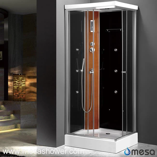 Ystafell Caban Cawod Syml Bach gyda Phanel Swyddogaeth Arddull Wooden MER-1354-G